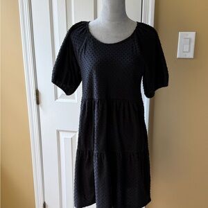 Small J. Crew Black Textured Short Sleeve Dress